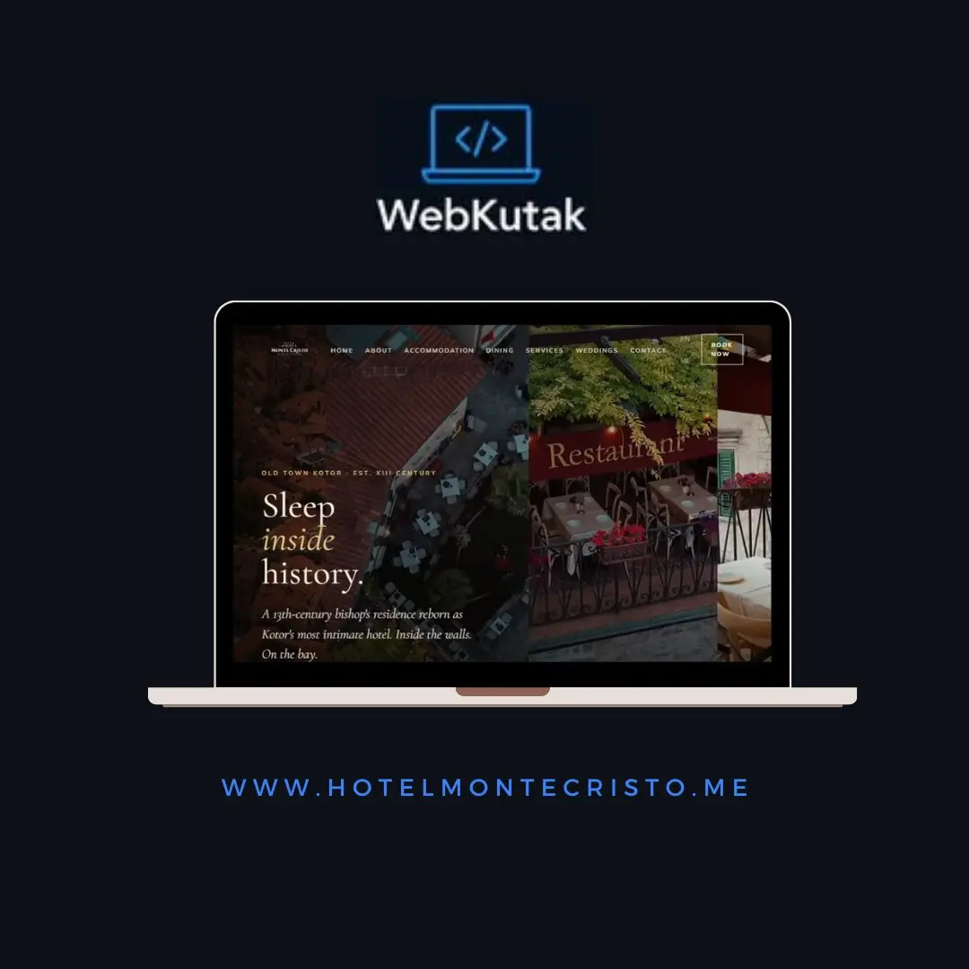 Hotel Monte Cristo — boutique hotel website in Kotor Old Town